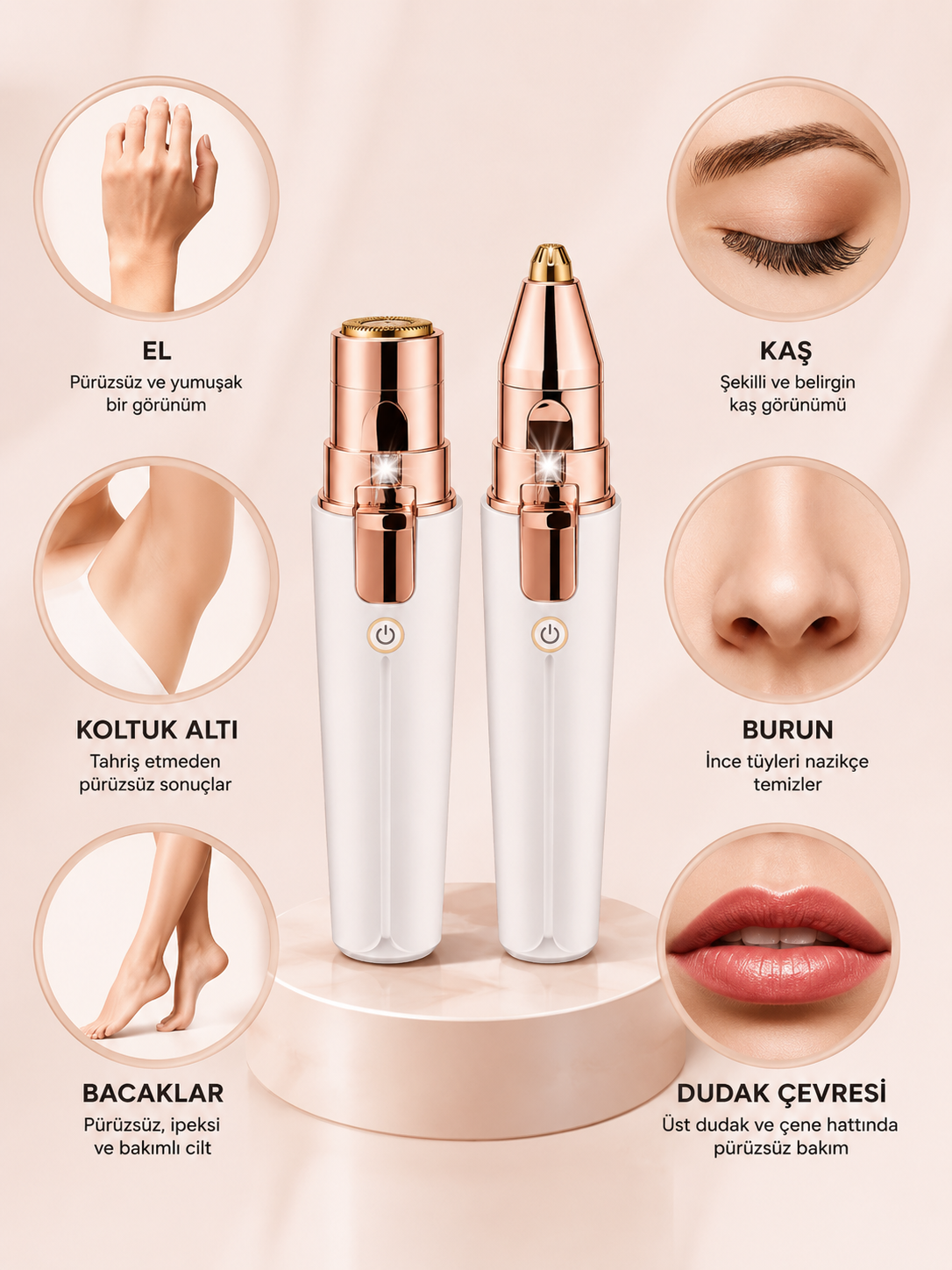 Roselle™ 2'si 1 Arada Yüz Tüy Dökücü